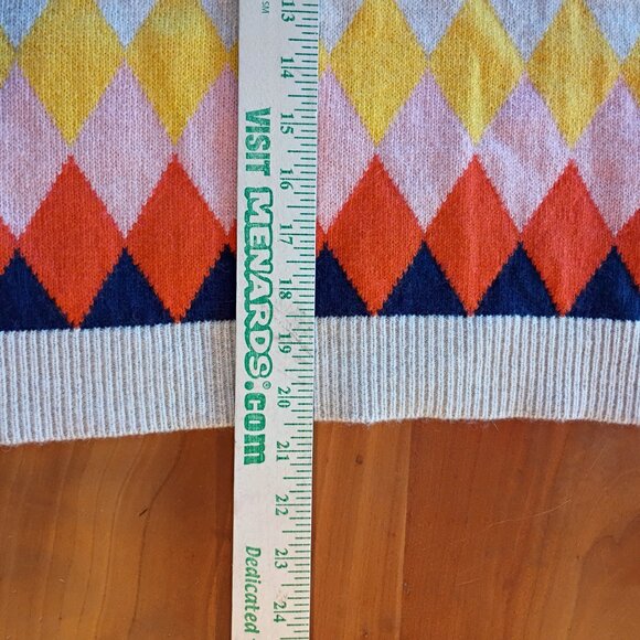 Boden Multicolor Diamond Print Sweater Vest Women's L Preppy Argyle Maximalist - Picture 10 of 10